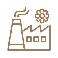 Icoon van een fabriek als symbool voor een buizenpost systeem voor industrie